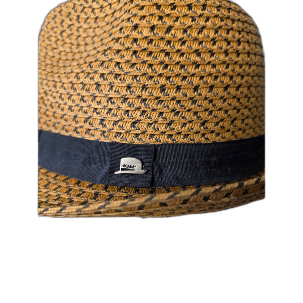 Scala Toyo Fedora Hat One Size Brown Black Woven Straw Look Grosgrain Band